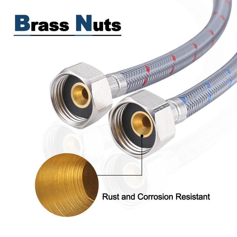 Arcora 24 Inch Length Braided Nylon Faucet Connector 3/8" Comp X 1/2